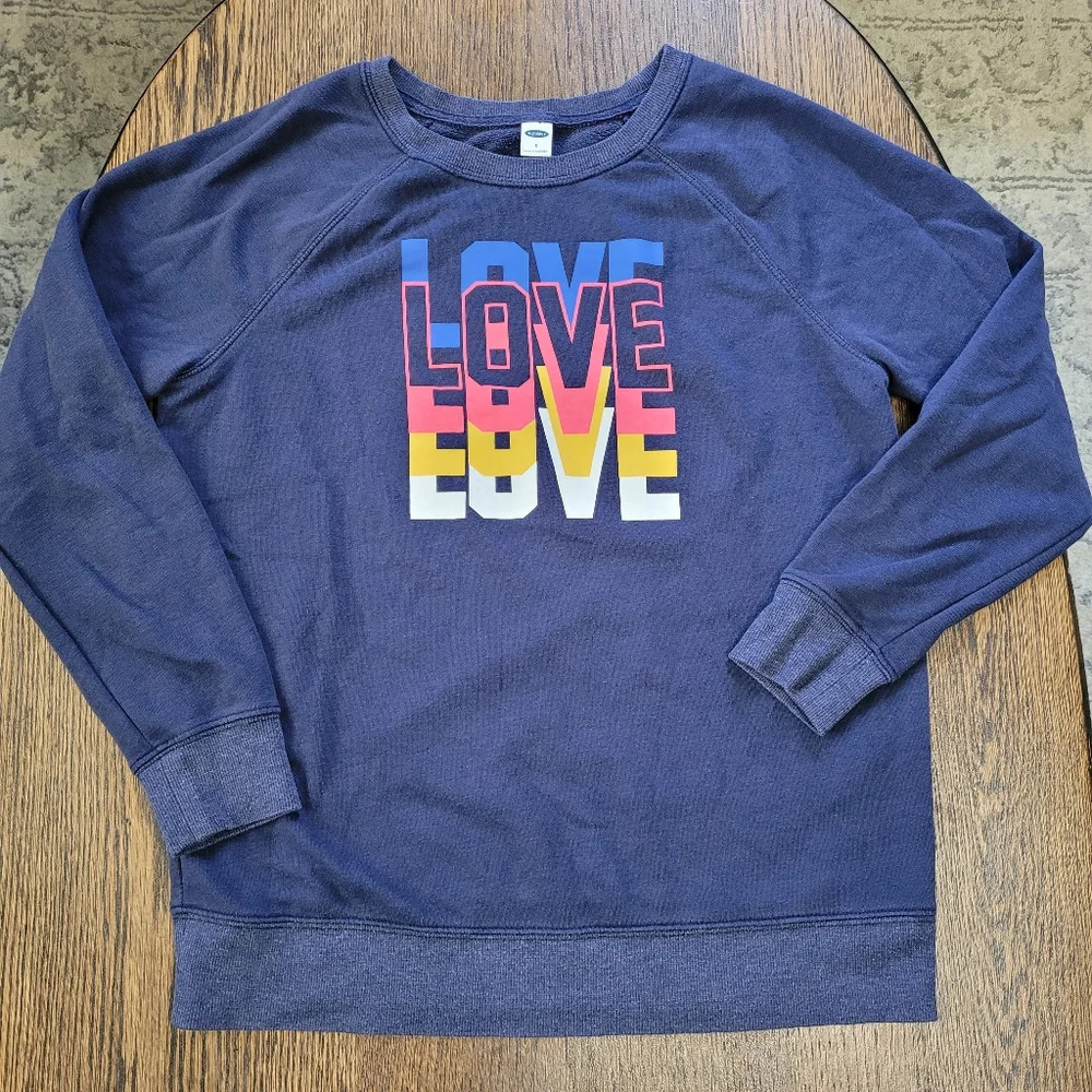 Old Navy Blue Love Graphic Sweatshirt Size Women's Small